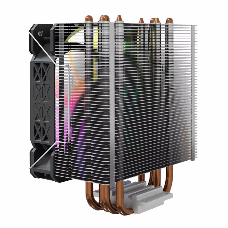 CPU-luchtkoeler SAVIO SAVGCOVORTEXX2ARGB met 4 heatpipes, 120-mm-ARGB-ventilator, zwart