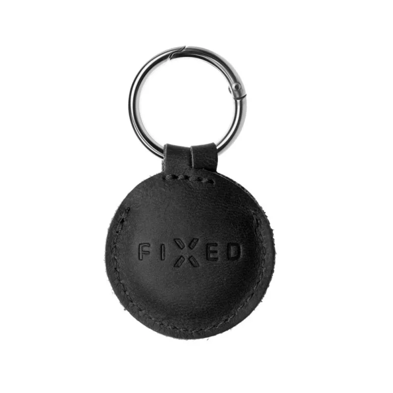 Leren beschermhoes voor Apple AirTag FIXED FIXWAT-C2-BK echt runderleer zwart compacte tas
