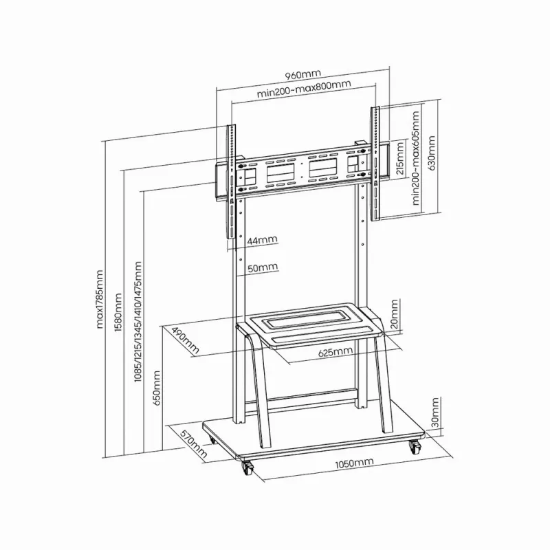 Gembird TVS-100F-01 vloerstandaard voor displays 2,54 m (100) zwart