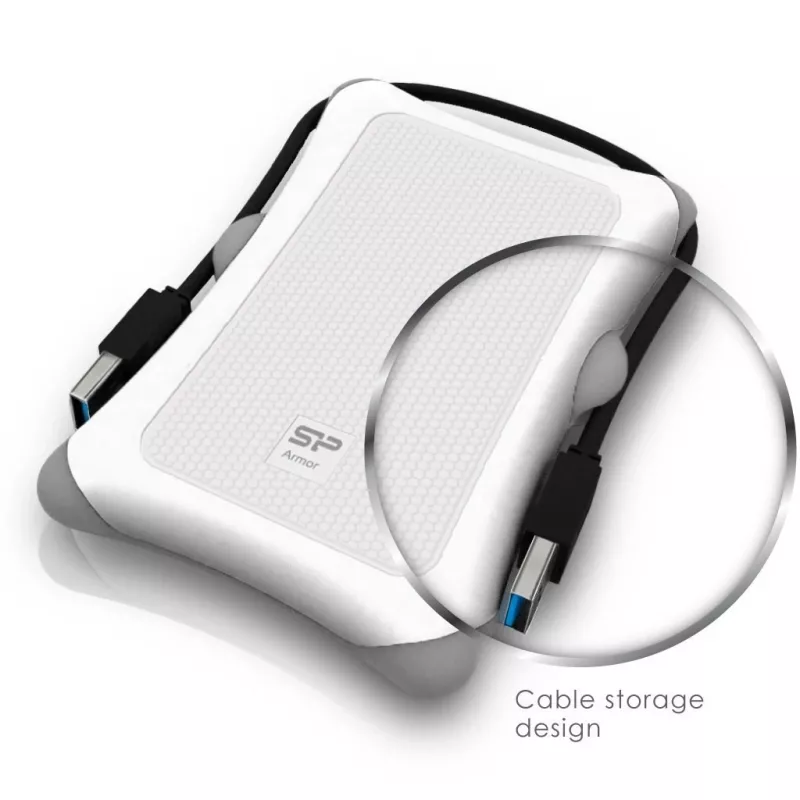 Externe HDD Silicon Power Armor A30 2 TB 2,5 inch USB 3.2 Gen 1, wit, schokbestendig, 256-bits AES