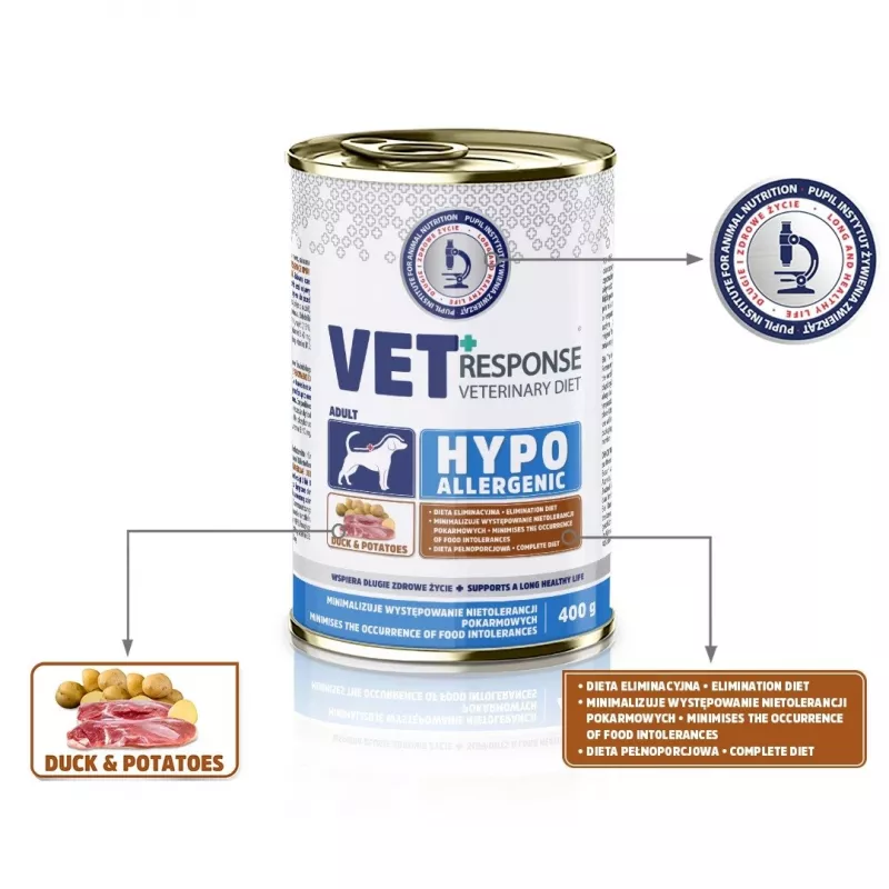 VET RESPONSE Hypoallergenic eend - natvoer voor honden - 400 g