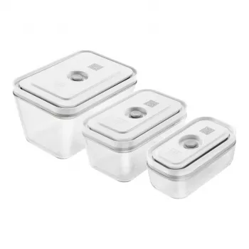 Vershouddoos ZWILLING FRESH & SAVE rechthoekig glas/kunststof set 3 stuks, 0,35/0,75/1,6 l, luchtdicht, magnetron-/ovengeschikt/koelkastbestendig