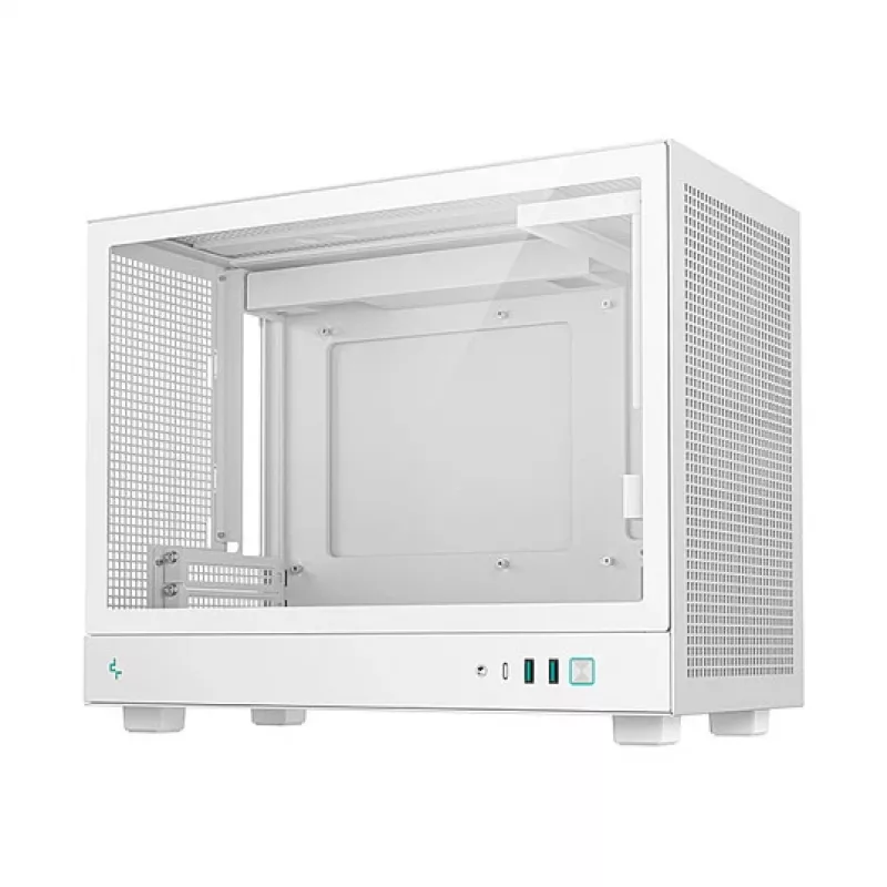 Computerbehuizing DeepCool CH160 PLUS WH small form factor wit, microATX, gehard glas, USB-C