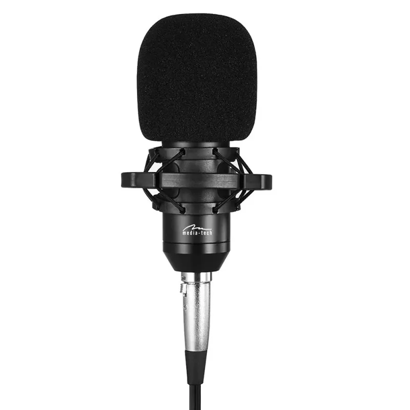 Bekabelde pc-microfoon MEDIA-TECH MT397K met XLR-ingang, tafelstandaard, 2,4 m kabel, 20–20000 Hz, -32 dB gevoeligheid