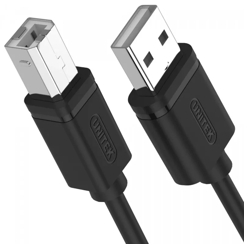 USB-2.0-kabel Unitek Y-C420GBK, USB-A naar USB-B, 3 m, zwart