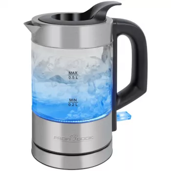 ProfiCook PC-WKS 1228 G waterkoker 0,5 L 1100 W roestvrij staal, transparant