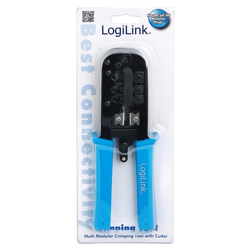 LogiLink WZ0019 multimodulaire krimptang, 8P/6P/4P, zwart/blauw