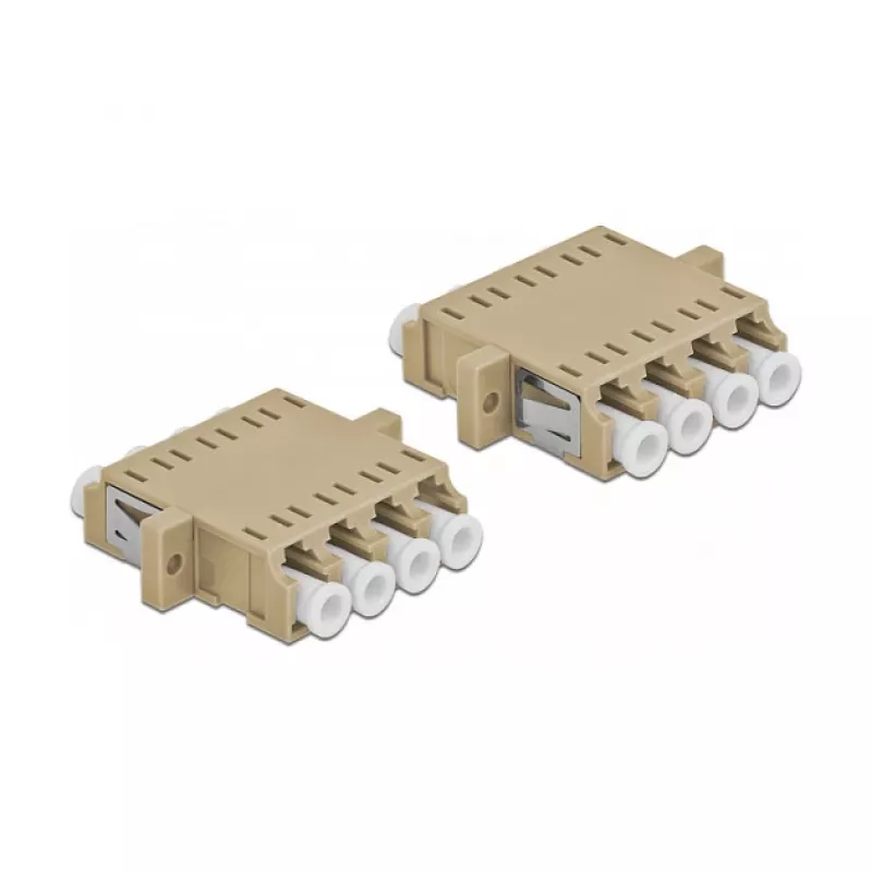 Glasvezeladapter DELOCK LC-bus naar LC-bus, beige, 2-pack