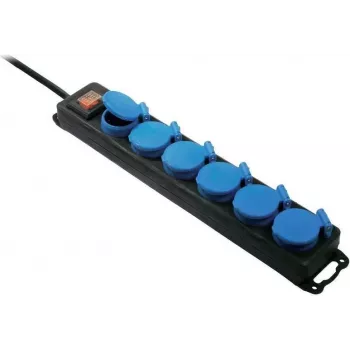 Stekkerdoos AS Schwabe 38606 — 6-voudige stekkerdoos met schakelaar, zwart/blauw