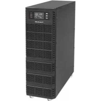 Qoltec 52284 UPS noodstroomvoorziening | 10kVA | 10000W | arbeidsfactor 1,0 | LCD | EPO | USB | online