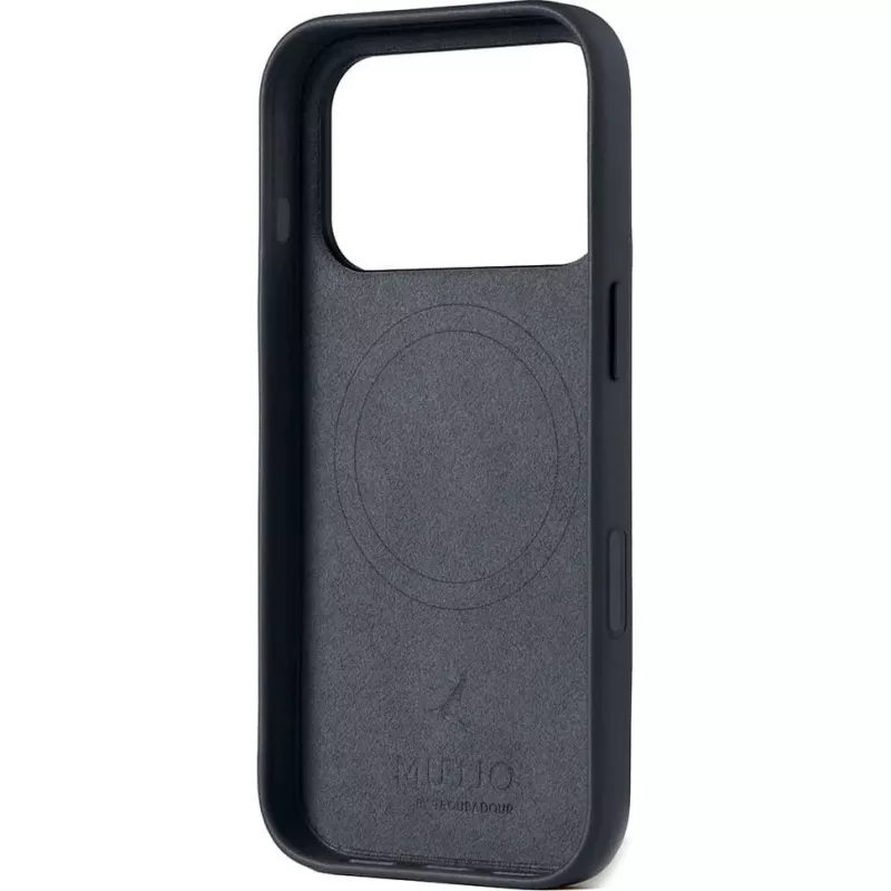 Mujjo Full Leather Case MagSafe hoes voor iPhone 17 Pro grijs