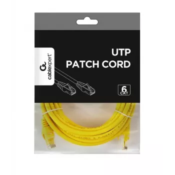 Netwerkkabel GEMBIRD PP6U-5M/Y – Cat6 U/UTP, RJ-45 naar RJ-45, 5 m, geel