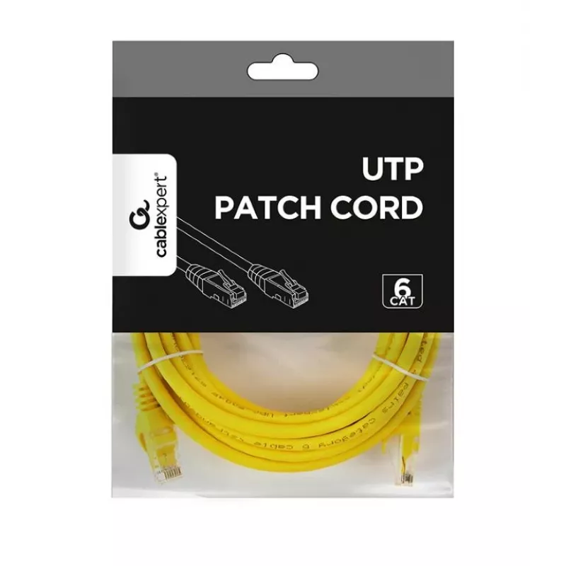 Netwerkkabel GEMBIRD PP6U-5M/Y – Cat6 U/UTP, RJ-45 naar RJ-45, 5 m, geel