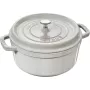 Ronde gietijzeren pot Staub 1,7 l witte truffel, geëmailleerde cocotte voor fornuis en oven