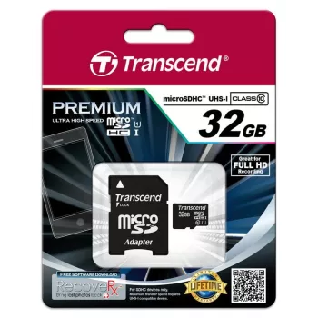 GEHEUGEN MICRO SDHC 32GB MET ADAPTER/CLASS10 TS32GUSDU1 TRANSCEND