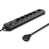 Overspanningsbeveiliging Qoltec 50112 zwart 6 AC-stopcontacten 230V 3m