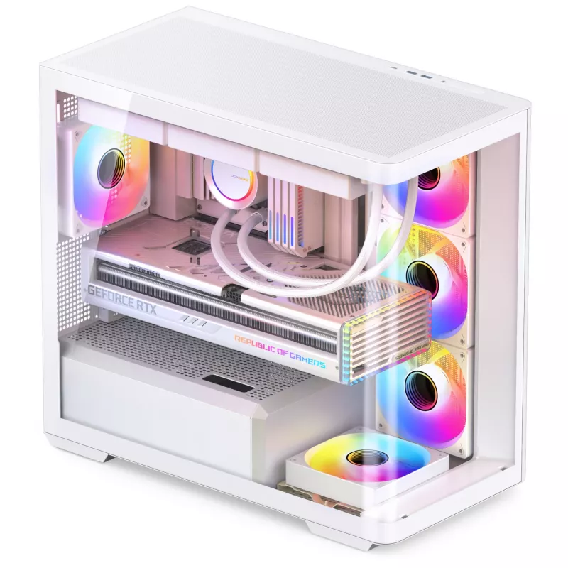 Jonsbo D300 Midi-Tower, 270 graden, gehard glas - wit