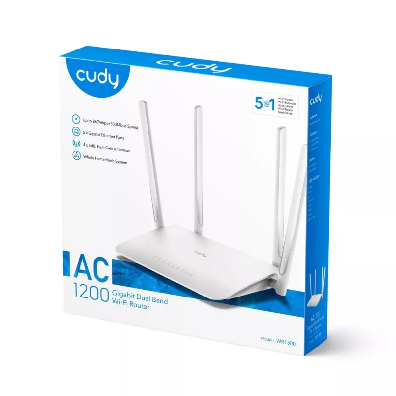 Cudy WR1300 WLAN-router Gigabit Ethernet dualband (2,4 GHz / 5 GHz) wit
