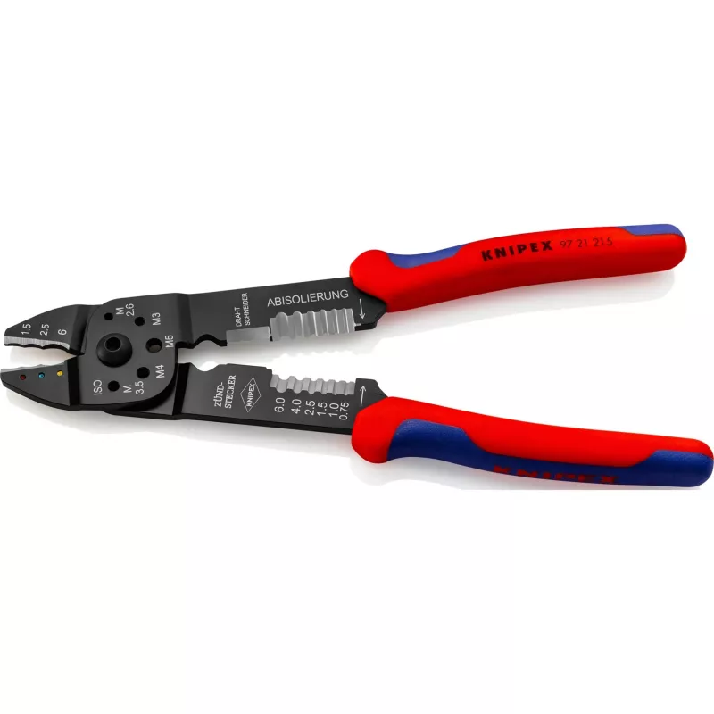 Knipex 97 21 215 kabelkrimptang krimpgereedschap zwart, blauw, rood