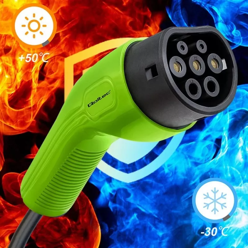 Qoltec 52473 EV-kabel Type 2 voor het laden van voertuigen | 400V | 11kW | 16A | 5m