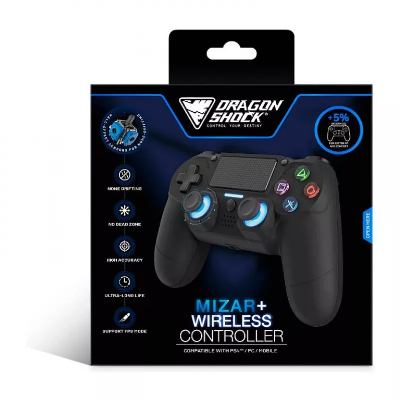 Dragonshock controller Mizar+ draadloos zwart PS4/PC