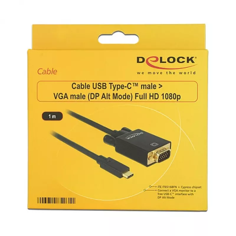 Videokabel-adapter DeLOCK 85261 USB Type-C naar VGA 1m zwart