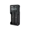 Batterijlader XTAR VC2SL — USB 5V 1A, LCD, laadt 2 cellen, compatibel Li-Ion/NiMH/NiCd, maten A/AA/AAA/AAAA/C/D/SC, zwart