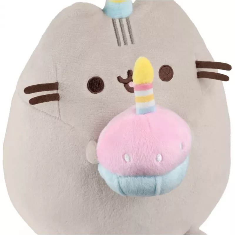 Knuffel Pusheen van Pusheen — 24 cm verjaardagshoed met taart knuffel