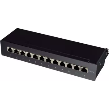 Logilink patchpaneel desktop/wand Cat.6A STP 12 poorten, zwart (NP0019B)