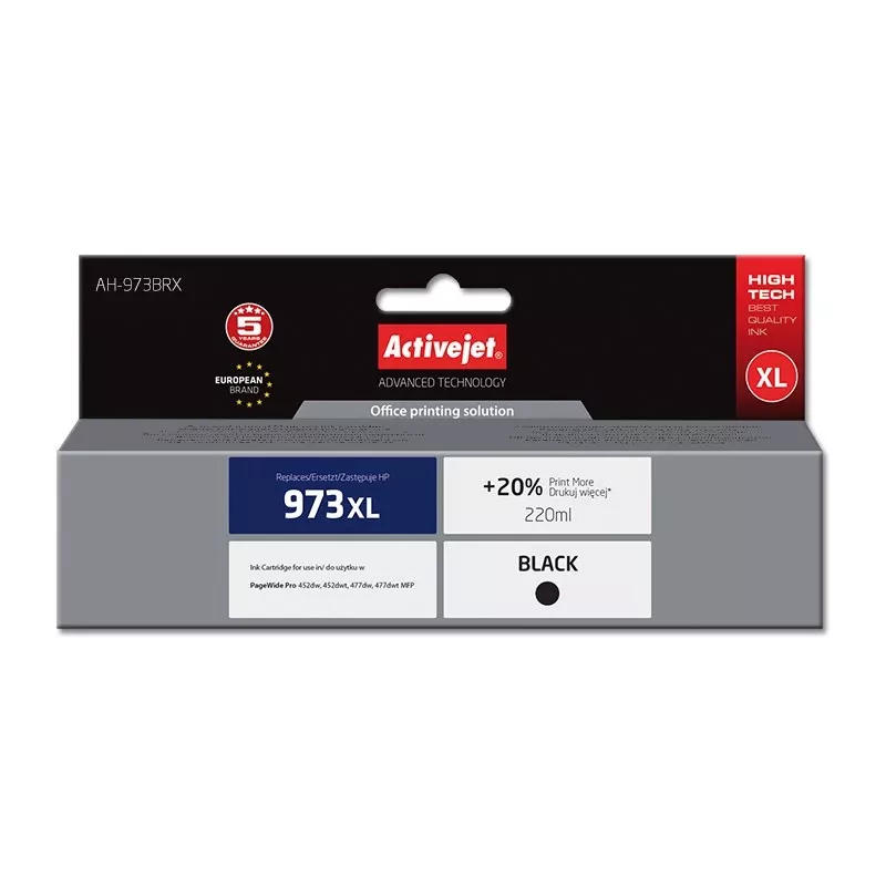 Activejet AH-973BRX inkt (vervanger voor HP 973XL L0S07AE; Premium; 220 ml; zwart)