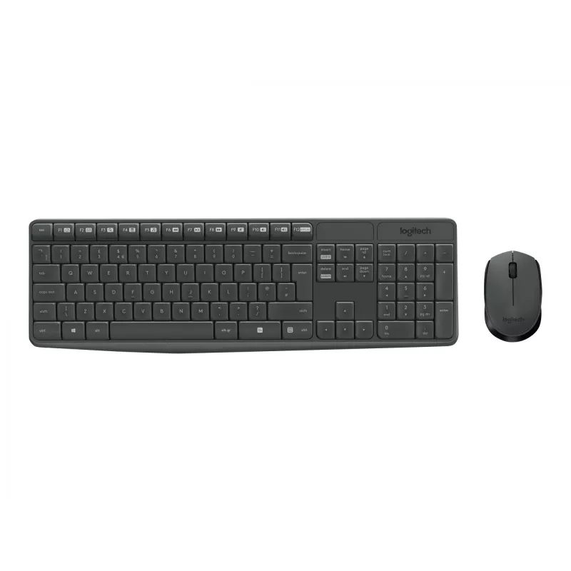 Logitech MK235 duurzame draadloze toetsenbord- en muisset in grijs
