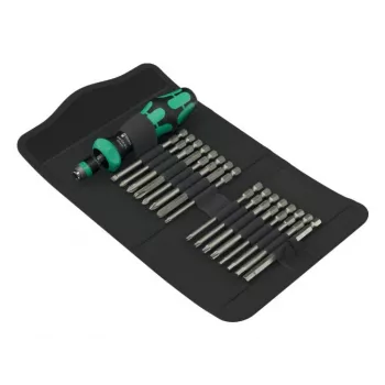 Wera handgereedschapsset Kraftform Kompakt 60 RA-R 1, 17-delige schroevendraaier- en bitset, compacte ratelgreep