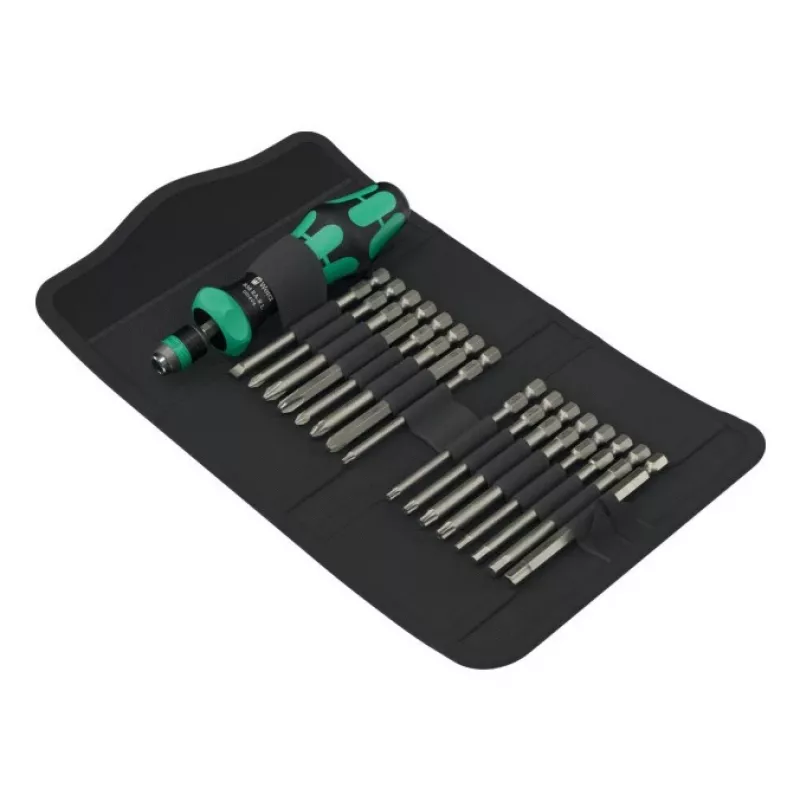 Wera handgereedschapsset Kraftform Kompakt 60 RA-R 1, 17-delige schroevendraaier- en bitset, compacte ratelgreep