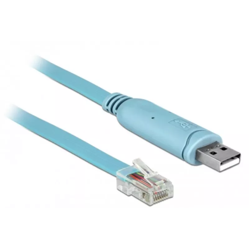 Delock adapter USB 2.0 Type-A stekker naar serieel RS-232 RJ45 stekker 2m blauw