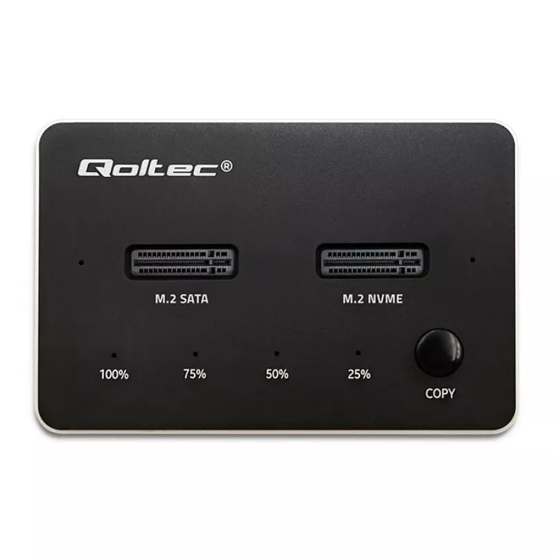 Qoltec 52274 M.2 SSD-dockingstation | NVMe | SATA | USB-C | DUAL 2 x 2TB