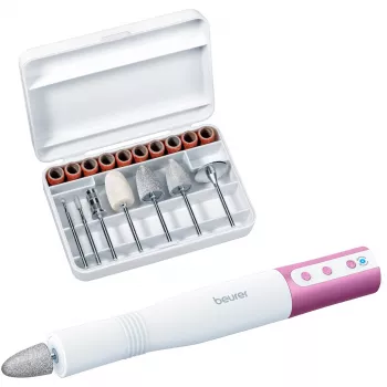 Nagelverzorgingsapparaat Beurer MP 52 — elektrische manicure-/pedicureset, wit en violet