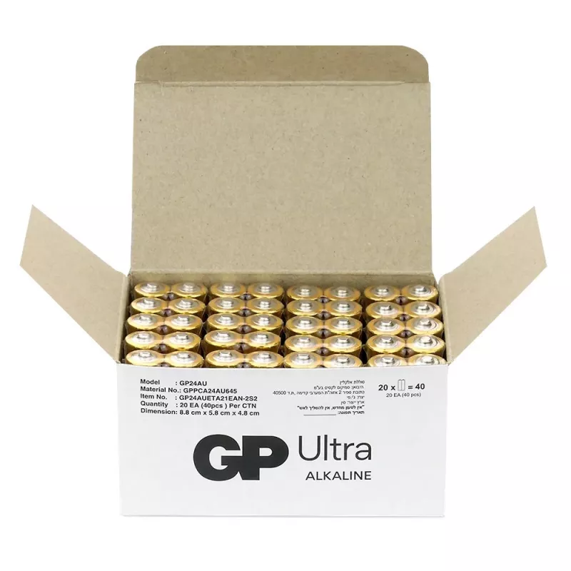 Alkalinebatterijen GP Battery Ultra AAA LR03 1,5V — 40-pack