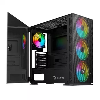 SAVIO pc-behuizing Raptor X1 ARGB glas/mesh zwart