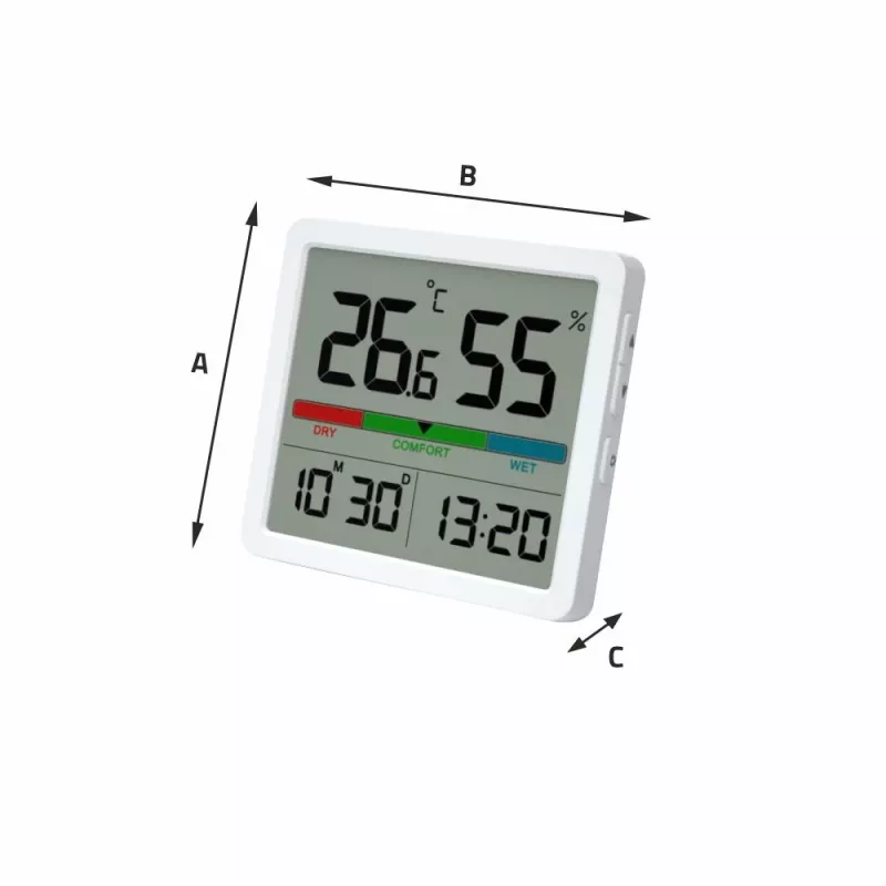 Manta MTO001W thermometer hygrometer met klok, wit