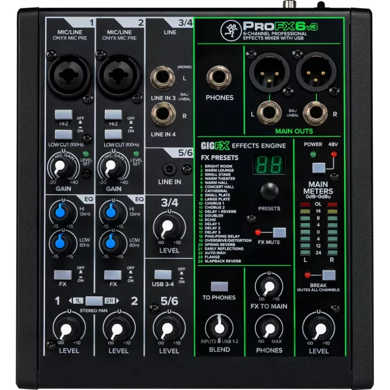 Mixer Mackie ProFX6v3 compacte 6-kanaals analoge mixer met USB-interface