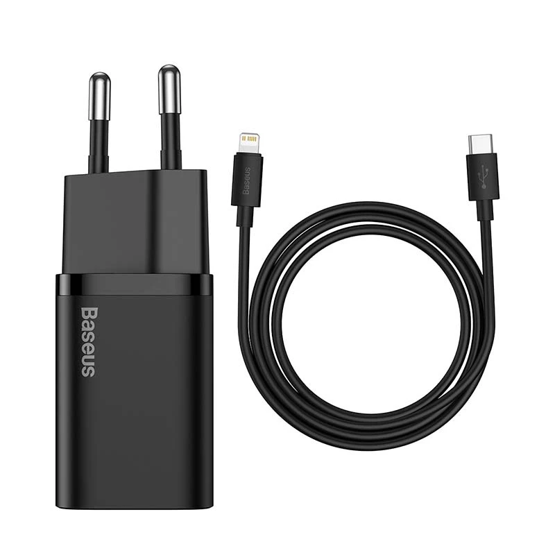 Baseus Super Si snellader 1C 20W met USB-C-kabel voor Lightning 1m (zwart)