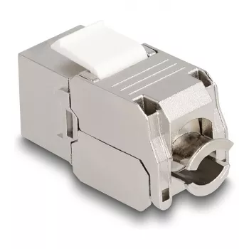 DeLOCK Keystone-module RJ45-bus naar LSA Cat.6A met LED zilver-wit