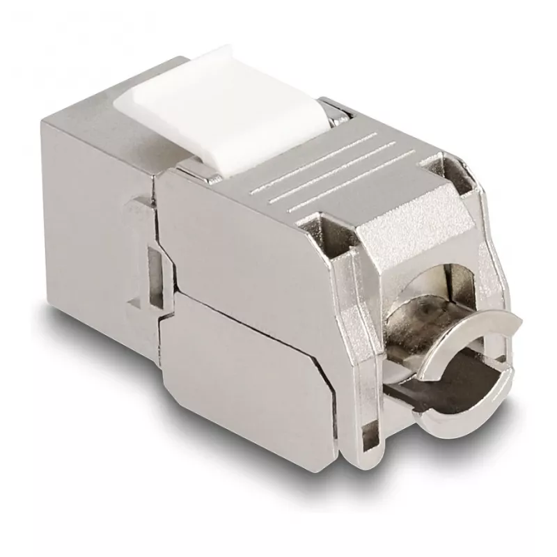 DeLOCK Keystone-module RJ45-bus naar LSA Cat.6A met LED zilver-wit