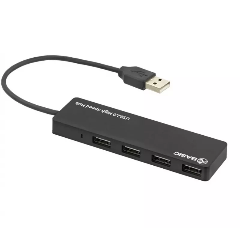 USB-hub Tellur Basic 4-poorts USB 2.0 — zwart, 4x USB-A-aansluitingen