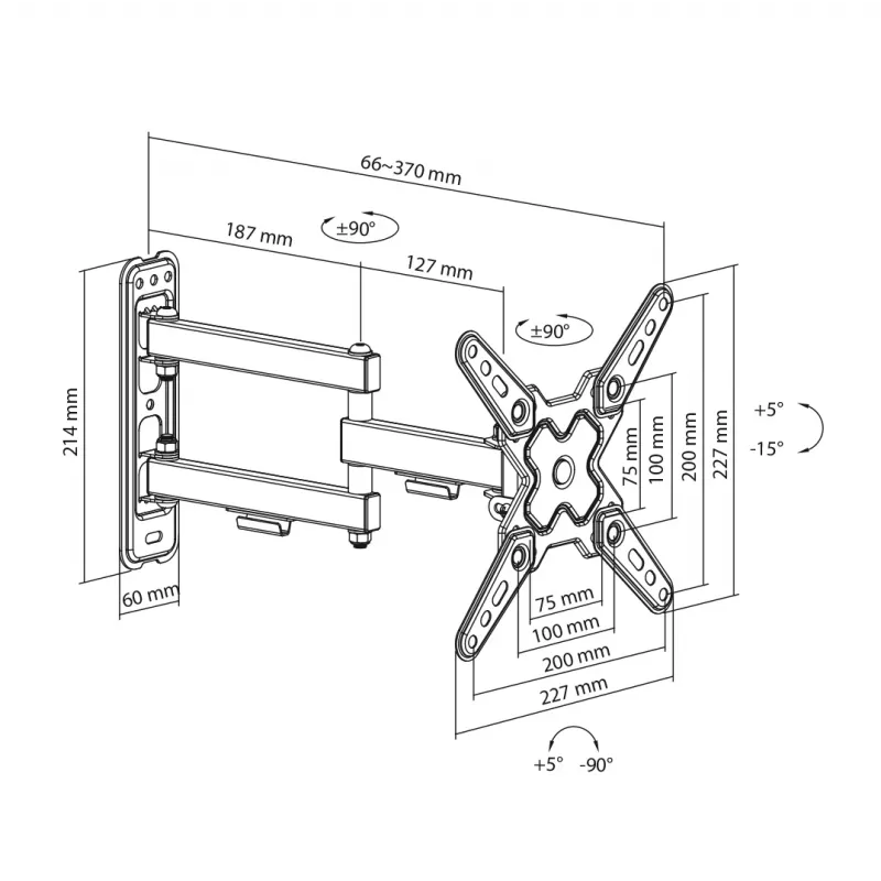 SBOX LCD-beugel LCD-223-2 voor 13–43 inch schermen, max. draagvermogen 20 kg, VESA tot 200x200