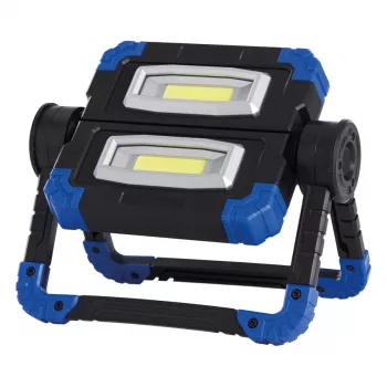 Werklicht RealPower 463617 schijnwerper, LED 10 W, 2 lichtbronnen, batterij AA, IPX2, zwart