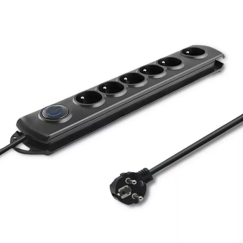 Overspanningsbeveiliging Qoltec 50112 zwart 6 AC-stopcontacten 230V 3m