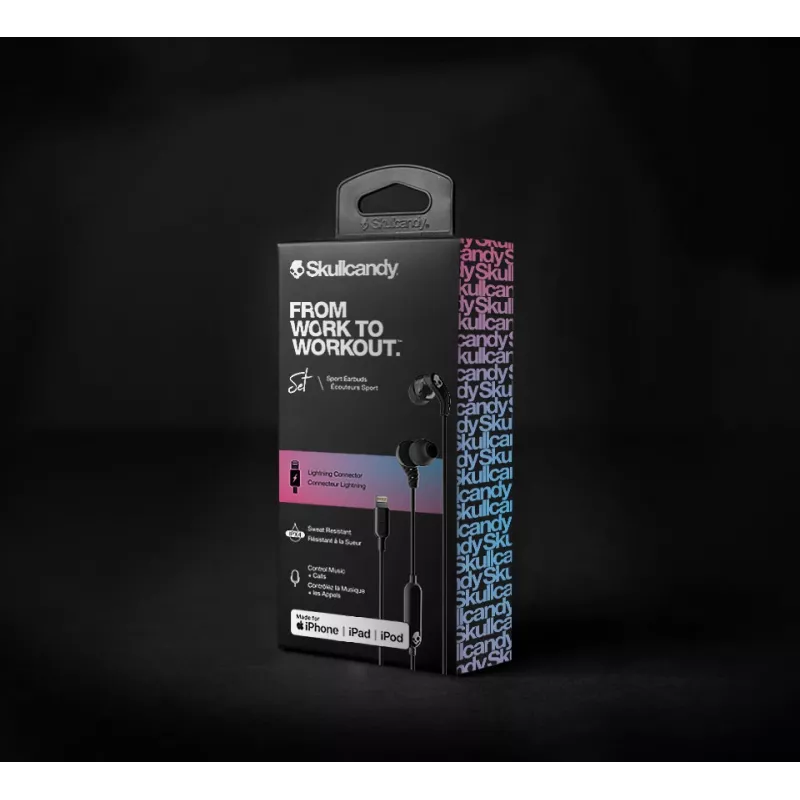 Skullcandy | sport earbuds | set | in-ear | microfoon | ruisonderdrukking | zwart