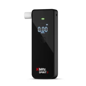 Alkoholtester Xblitz Spirit 2 compacte alkoholtester, BAC 0–4%, nauwkeurigheid 1%, lcd, 111×35×24 mm, 77 g, 2×1,5V-batterijen, 2 stuks