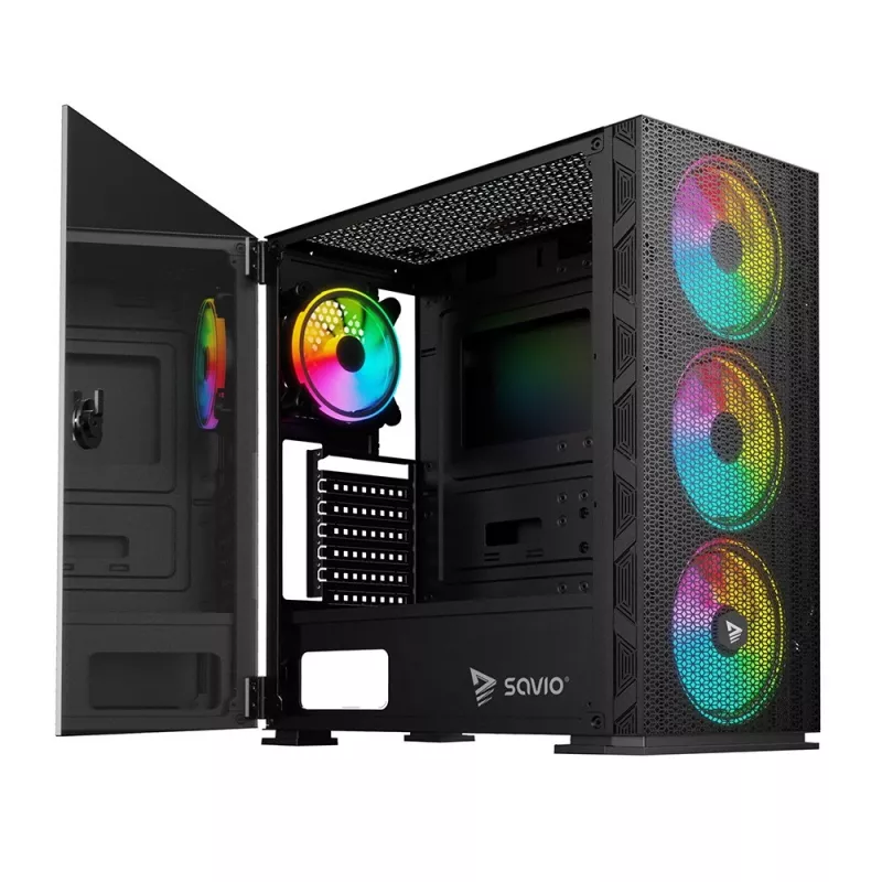 SAVIO pc-behuizing Raptor X1 ARGB glas/mesh zwart